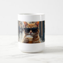 Cat Sipping Coffee On A Street