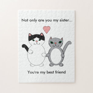Cat Sister Best Friend Cute Kitty Love Personalize Jigsaw Puzzle
