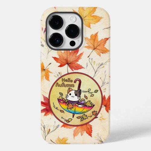 Cat Sits on Umbrella in Pansexual Flag Colors Case_Mate iPhone 14 Pro Case