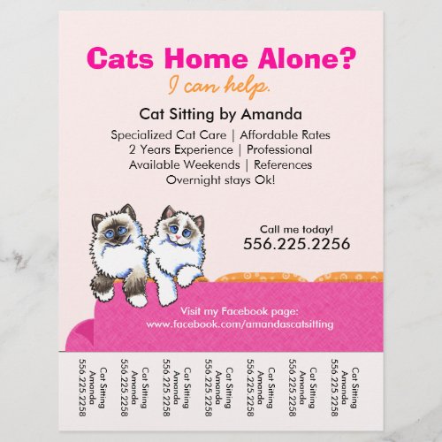 Cat Sitter Ad Ragdoll Pink Couch Tear Sheet