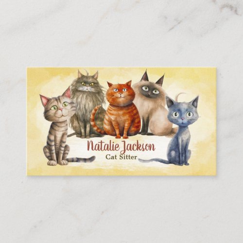 Cat Sitter _ Adorable Watercolor Cats Business Card