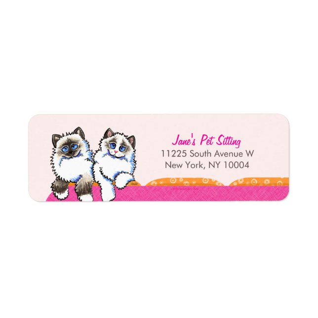 Cat Sitter Business Ragdoll Couch Pink Label (Front)