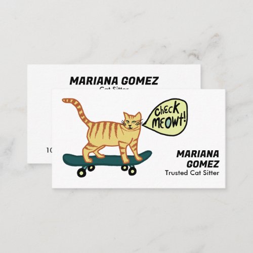 Cat Sitter Cute Check Meowt Kittens Cats Vets  Business Card