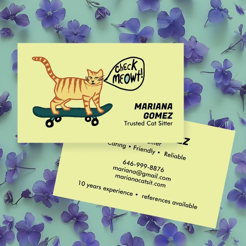 Cat Sitter Cute Check Meowt Kittens Cats Vets  Business Card