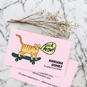 Cat Sitter Cute Check Meowt Kittens Cats Vets  Business Card