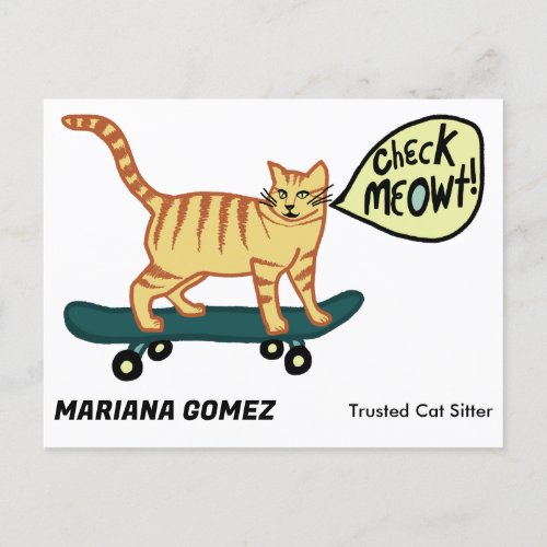 Cat Sitter Cute Check Meowt Kittens Cats Vets  Postcard