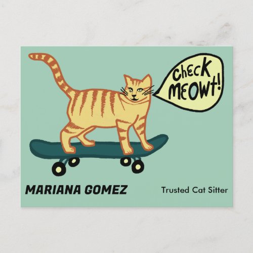Cat Sitter Cute Check Meowt Kittens Cats Vets  Postcard