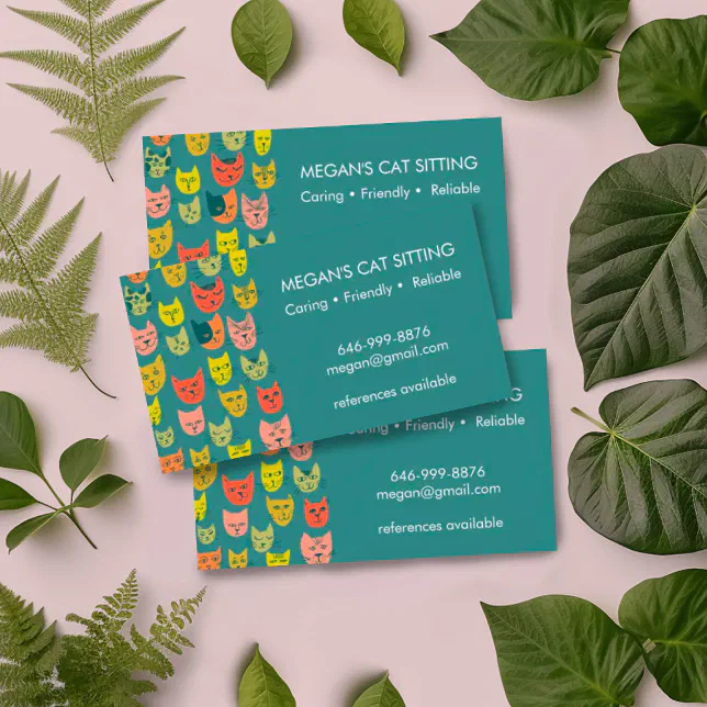 Cat Sitter Cute Colorful Funny Kittens Cats Vets Business Card | Zazzle