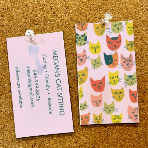 Cat Sitter Cute Colorful Funny Kittens Cats Vets  Business Card