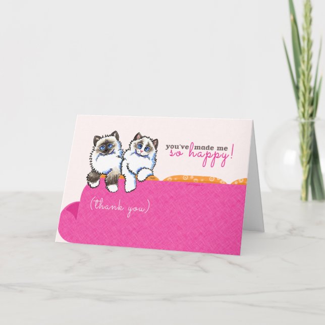 Cat Sitter Thank You Ragdoll Couch Pink Card (Front)