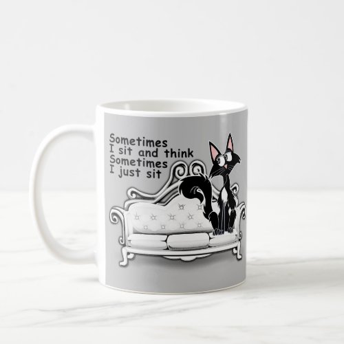 Cat sitting and maybe thinking Mug