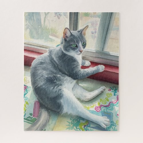 Cat sitting by the window Puzzle