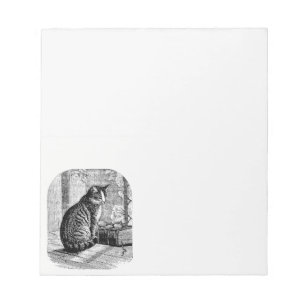Cat Sitting by Window with Book Notepad