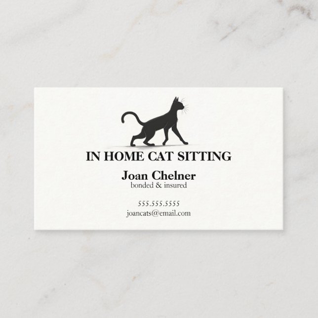 Cat Sitting Cat Services Business Card (Front)