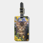 Cat Sitting In Flower Garden Luggage Tag at Zazzle