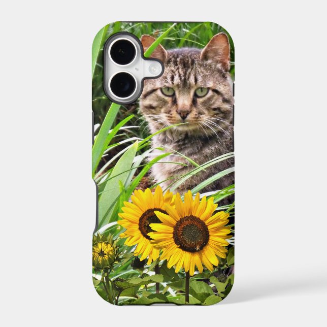  Cat Sitting in Garden with Sunflowers  Case-Mate iPhone Case (Back)