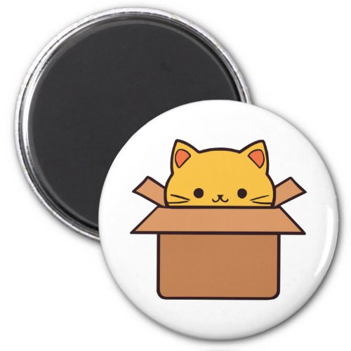Cat sitting inside cardboard box magnet