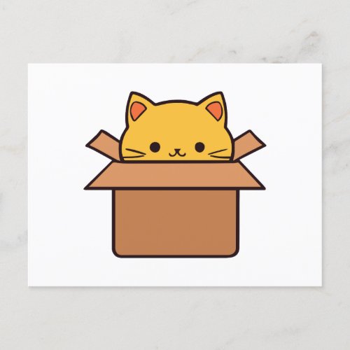 Cat sitting inside cardboard box postcard