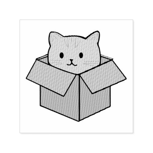 Cat sitting inside cardboard box self_inking stamp
