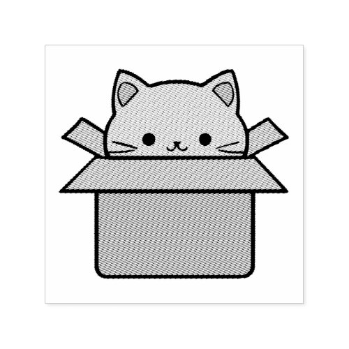 Cat sitting inside cardboard box self_inking stamp