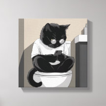 Cat Sitting on a Toilet