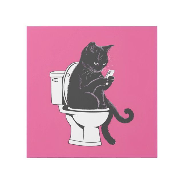 Cat Sitting on a Toilet Gallery Wrap (Front)