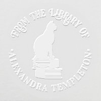 Cat Sitting on Books “From the Library of” Name