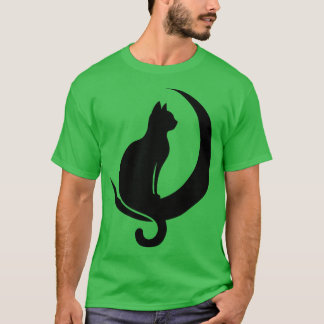 Cat Sitting on Crescent Moon T-Shirt