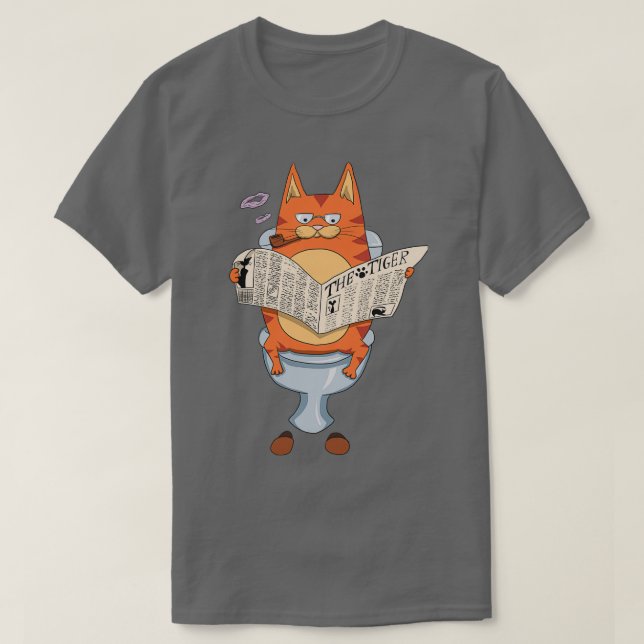 Cat Sitting On Toilet Funny Cat Lovers Toilet Humo T-Shirt (Design Front)