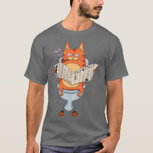 Cat Sitting On Toilet Funny Cat Lovers Toilet Humo T-Shirt
