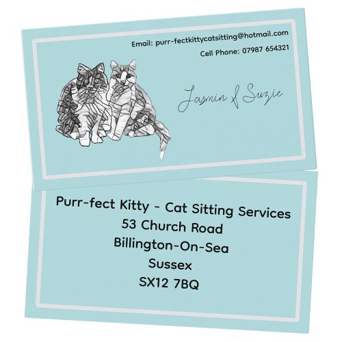 Cat Sitting Service Black And White Cats Business Card