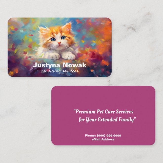 Cat Sitting Services Business Card (Front/Back)