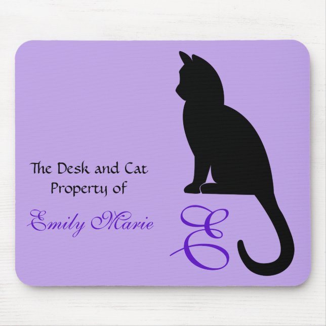Cat Sitting Silhouette: Desk of Mouse Pad (Front)