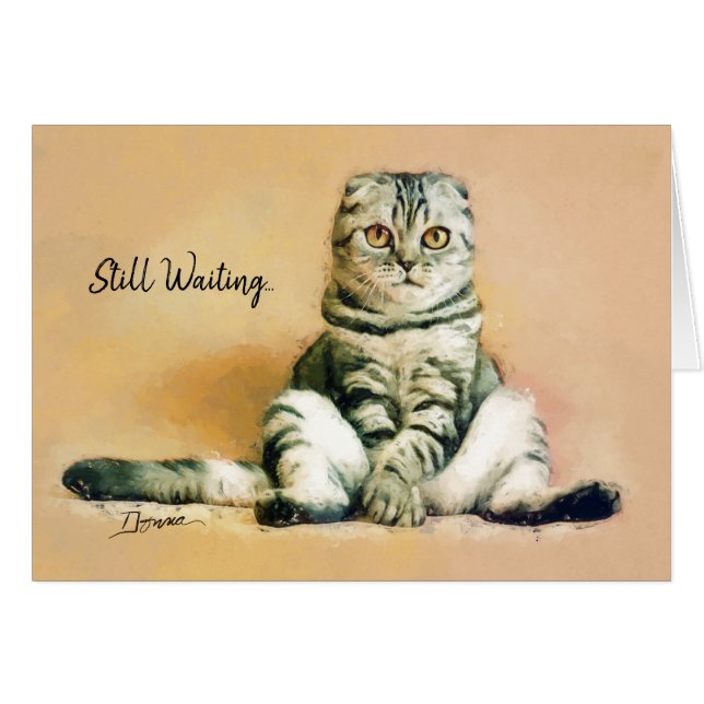 Cat Sitting Still Waiting | I Miss You Card (Front Horizontal)