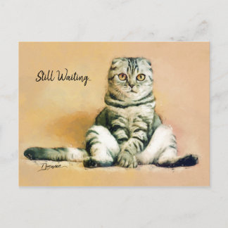 Cat Sitting Still Waiting | I Miss You Postcard