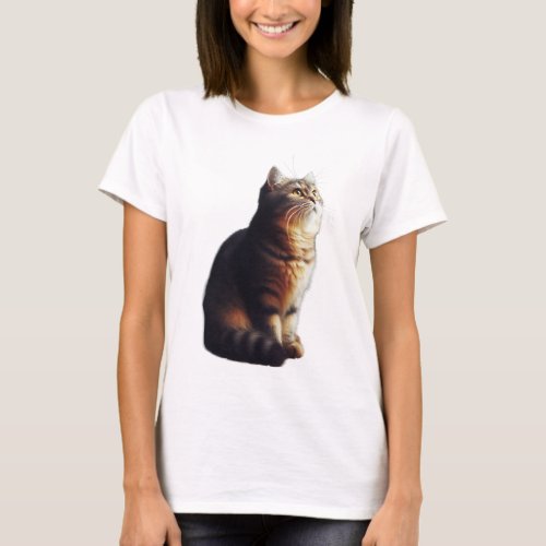 Cat Sitting Upright Curious Excitement T_Shirt
