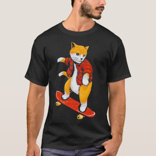 Cat skater cat skateboard cat lover i love dogs  T_Shirt