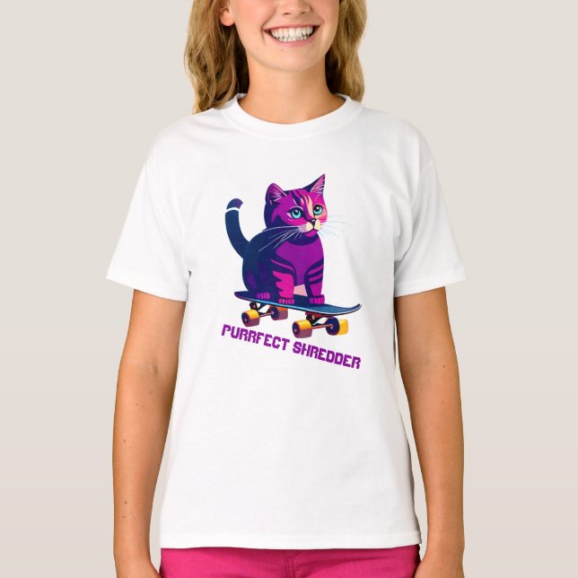 Cat Skater Skateboard T-Shirt (Front)