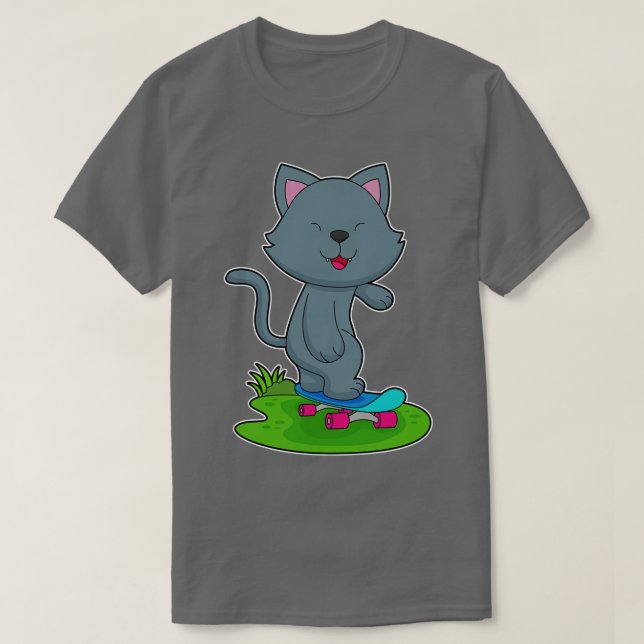 Cat Skater Skateboard T-Shirt (Design Front)