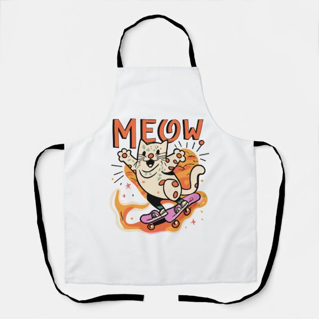 Cat Skating Meow Apron (Front)