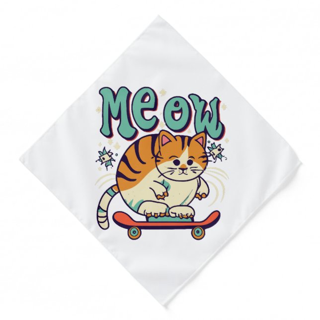 Cat Skating Meow Bandana (Front)