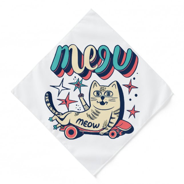 Cat Skating Meow Bandana (Front)