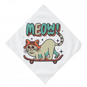 Cat Skating Meow Bandana