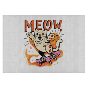 Cat Skating Meow Cutting Board