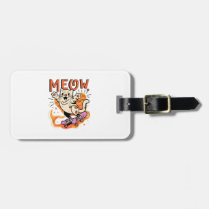 Cat Skating Meow Luggage Tag