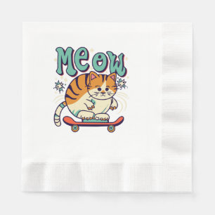 Cat Skating Meow Napkins