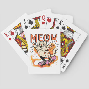Cat Skating Meow Poker Cards