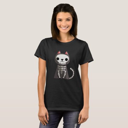 Cat skeleton Halloween Funny Halloween Gift Shirt