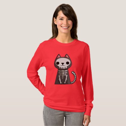 Cat skeleton Halloween Funny Halloween Gift Shirt