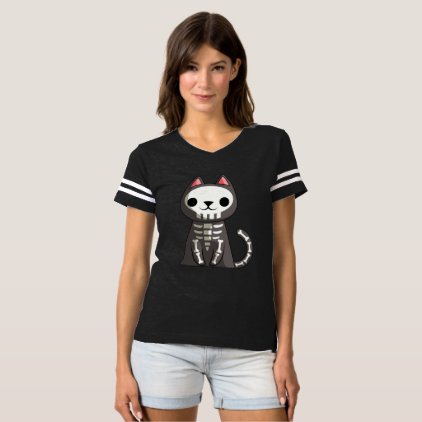 Cat skeleton Halloween Funny Halloween Gift Shirt